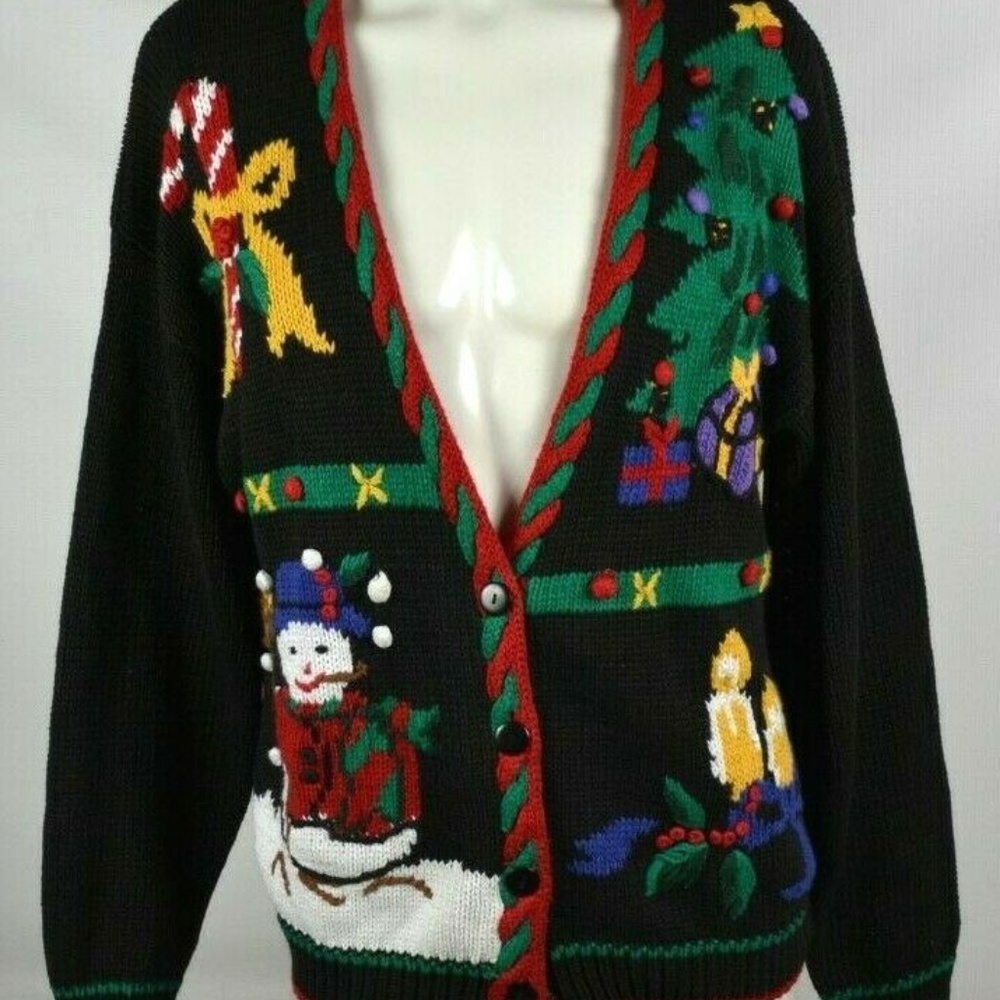 Rosanna Ugly Christmas Cardigan Sweater Womens L